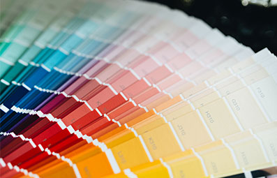 Prepress colour swatches fanned out